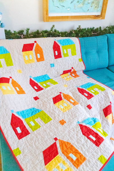 Seaside Houses Throw Quilt